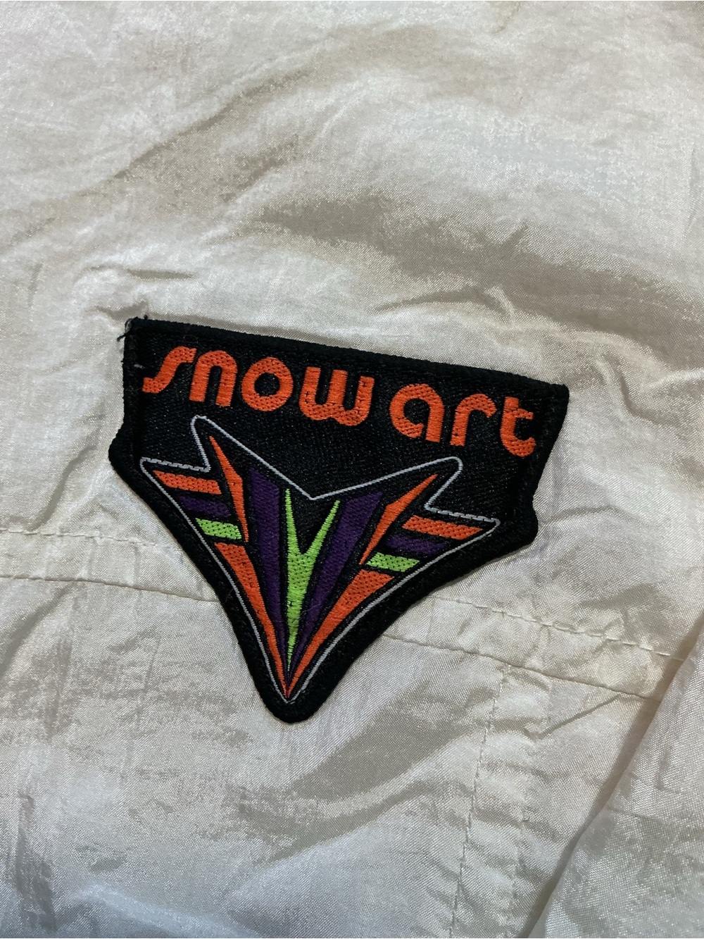 Vintage 80s 90s Snow Art Snowmobile White Ski Snowboarding Jacket